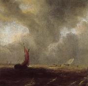 Jacob van Ruisdael Sailing Vessels in a Choppy sea oil painting reproduction